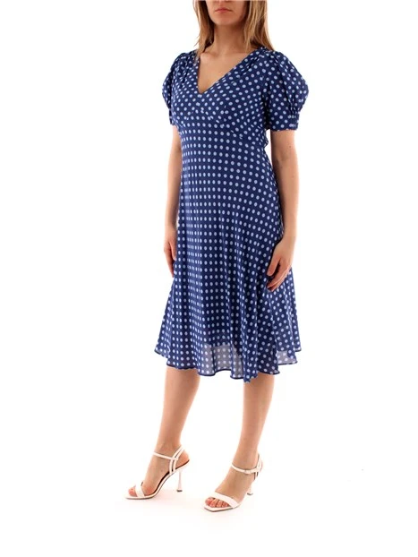 VESTITO LUNGO A POIS DONNA BLU