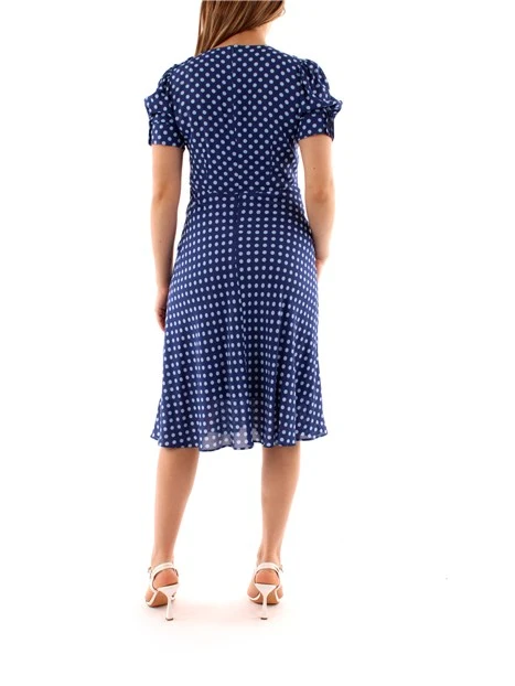 VESTITO LUNGO A POIS DONNA BLU