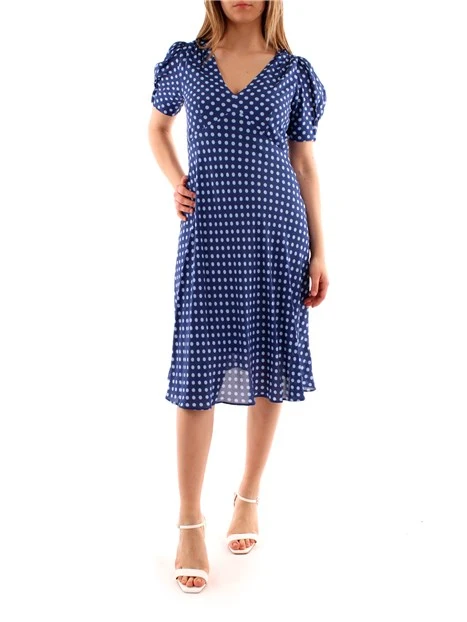 VESTITO LUNGO A POIS DONNA BLU