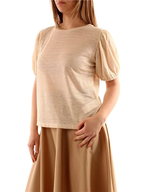 T-SHIRT MANICA CORTA A PALLONCINO DONNA BEIGE