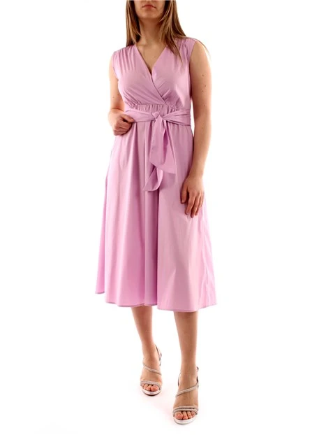 VESTITO LUNGO SMANICATO IN POPELINE DONNA ROSA