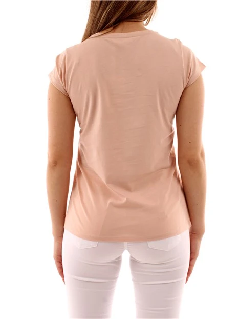 T-SHIRT MANICA CORTA CON STAMPA DONNA ROSA