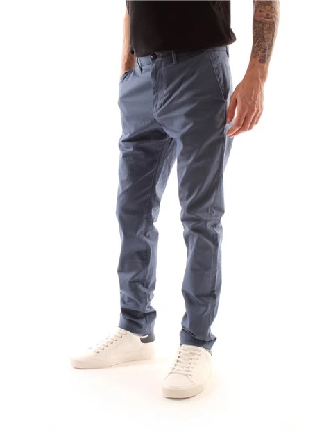 PANTALONI CHINO SLIM FIT CON LOGO RICAMATO UOMO BLU