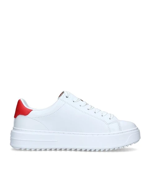 SNEAKERS PLATFORM DENESA4 CON TALLONE COLORATO DONNA BIANCO ROSSO