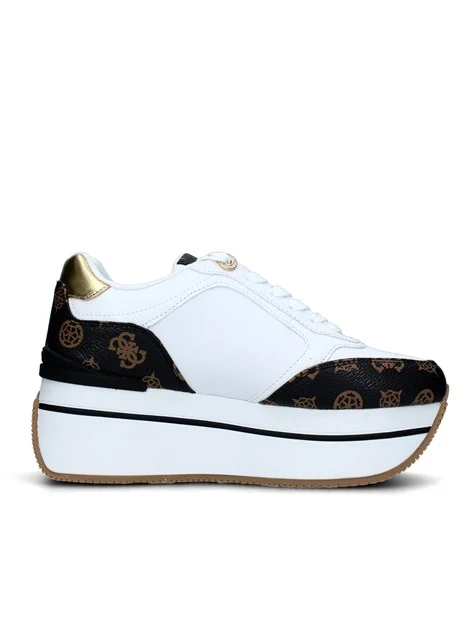 SNEAKERS PLATFORM MULTICOLORE CON LOGO DORATO DONNA BIANCO MARRONE - CAMRIO4