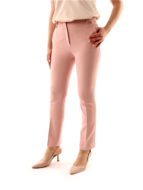 PANTALONI A SIGARETTA VITA ALTA DONNA ROSA