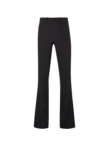 PANTALONI A ZAMPA FLARE CON SPACCHI PLISSETTATI DONNA NERO