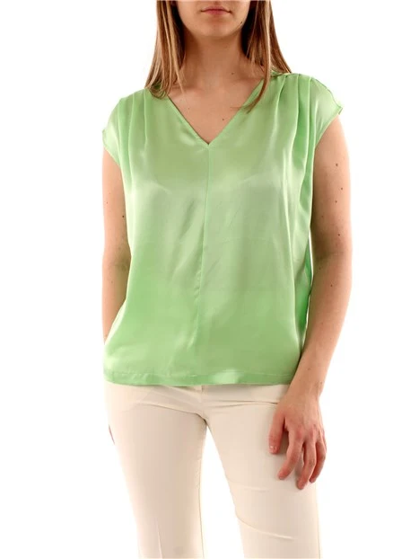 BLUSA CON SCOLLO A V DONNA VERDE ACQUA