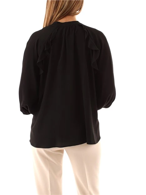 BLUSA CON VOLANT DONNA NERO