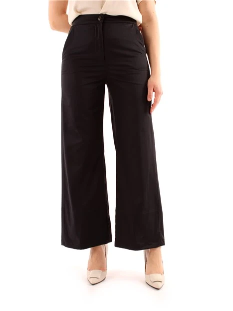 PANTALONI PALAZZO IN RASO DONNA NERO