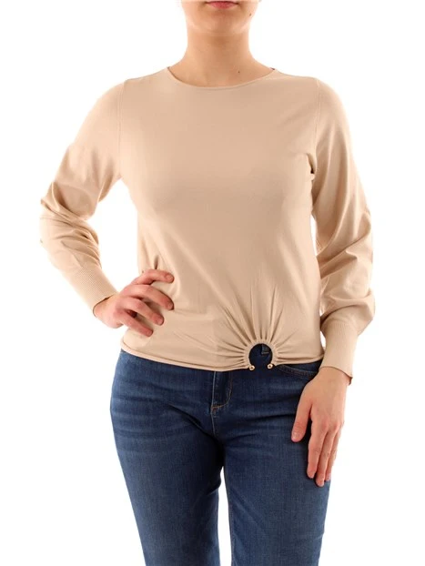 MAGLIA GIROCOLLO CON ARRICCIATURA DONNA BEIGE