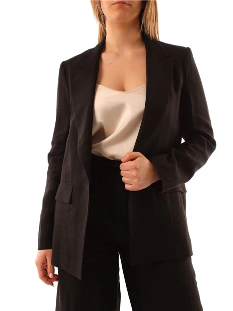 GIACCA BLAZER MONOPETTO IN PURO LINO DONNA NERO