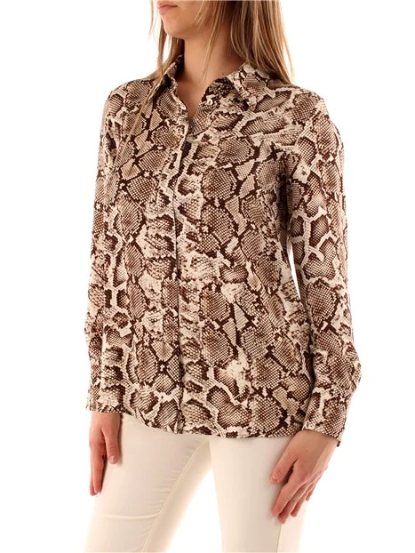 CAMICIA A FANTASIA IN VISCOSA BEIGE