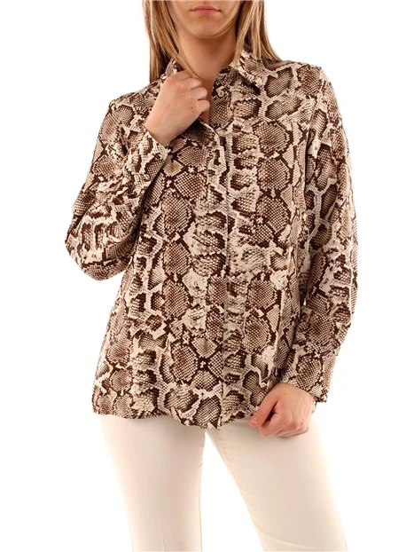 CAMICIA A FANTASIA IN VISCOSA BEIGE