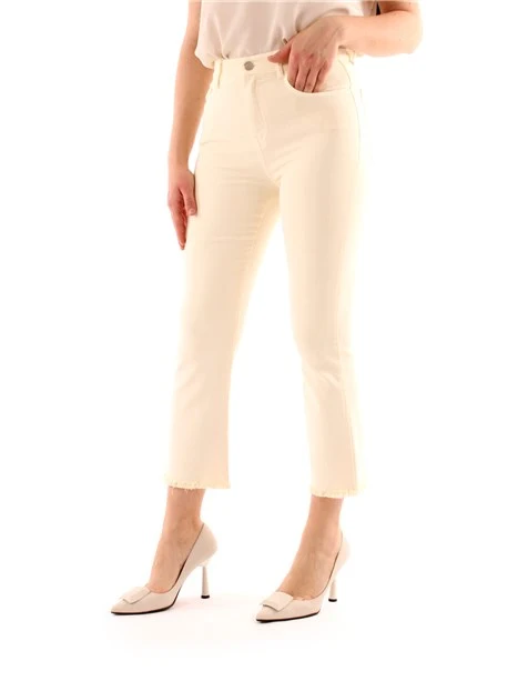 PANTALONI CROPPED A TROMBETTA IN COTONE DONNA BIANCO