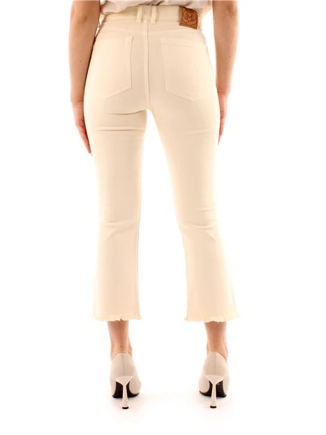 PANTALONI CROPPED A TROMBETTA IN COTONE DONNA BIANCO