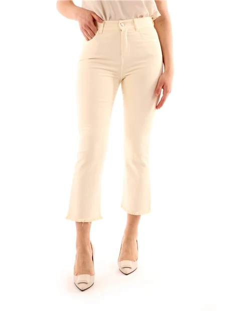 PANTALONI CROPPED A TROMBETTA IN COTONE DONNA BIANCO