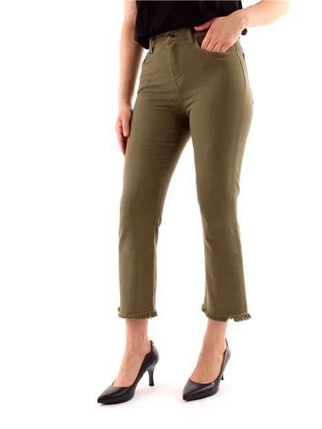 PANTALONI CROPPED A TROMBETTA IN COTONE DONNA VERDE