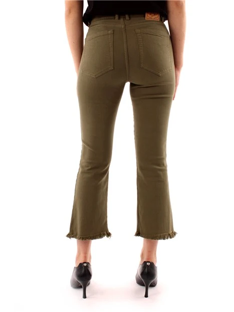 PANTALONI CROPPED A TROMBETTA IN COTONE DONNA VERDE