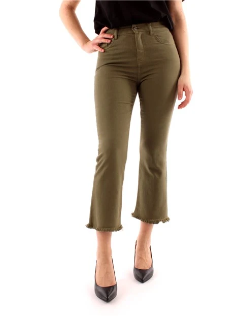 PANTALONI CROPPED A TROMBETTA IN COTONE DONNA VERDE