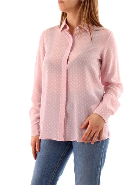 CAMICIA A POIS IN CREPE DI SETA DONNA ROSA