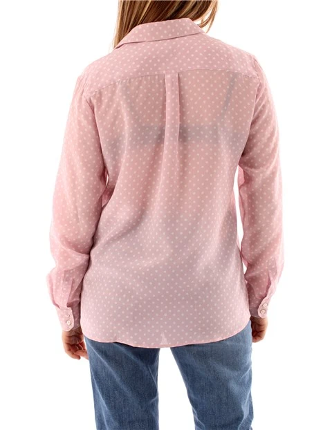 CAMICIA A POIS IN CREPE DI SETA DONNA ROSA