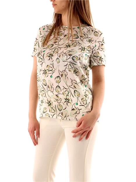 BLUSA IN SETA FLOREALE DONNA BIANCO