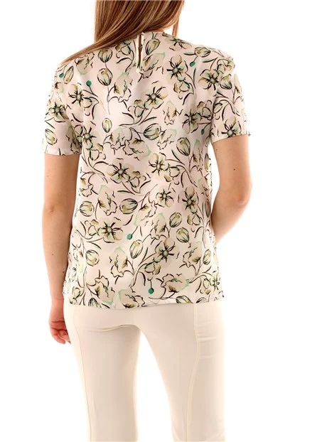 BLUSA IN SETA FLOREALE DONNA BIANCO