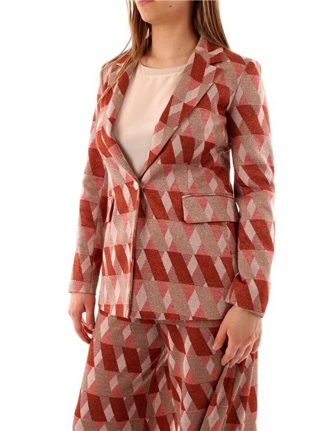 GIACCA BLAZER MONOPETTO IN JACQUARD DONNA ROSSO