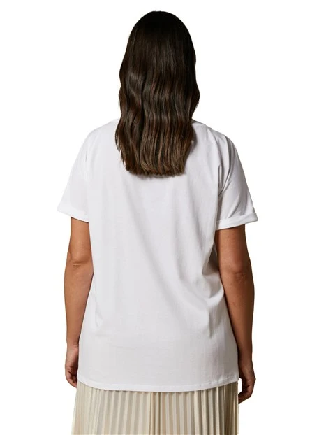 T-SHIRT MANICA CORTA CON STAMPA DORATA DONNA BIANCO