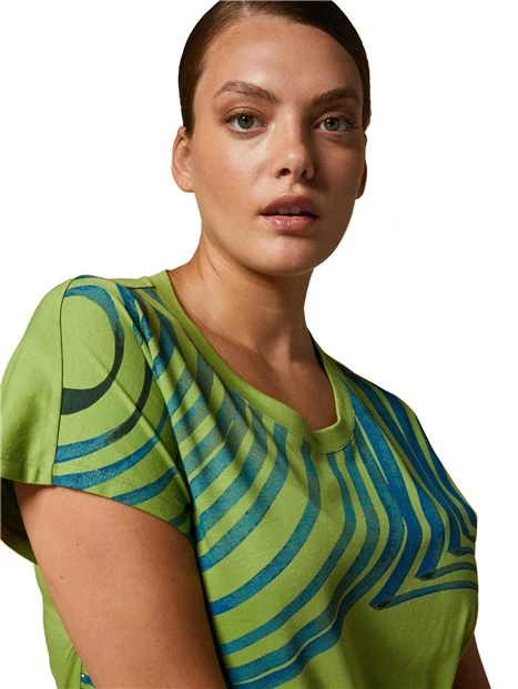 T-SHIRT MANICA CORTA IN MAGLIA DI COTONE DONNA VERDE