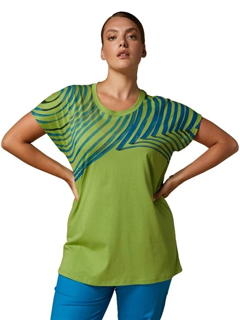 T-SHIRT MANICA CORTA IN MAGLIA DI COTONE DONNA VERDE