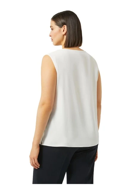 BLUSA A SCOLLO ROTONDO DONNA BIANCO