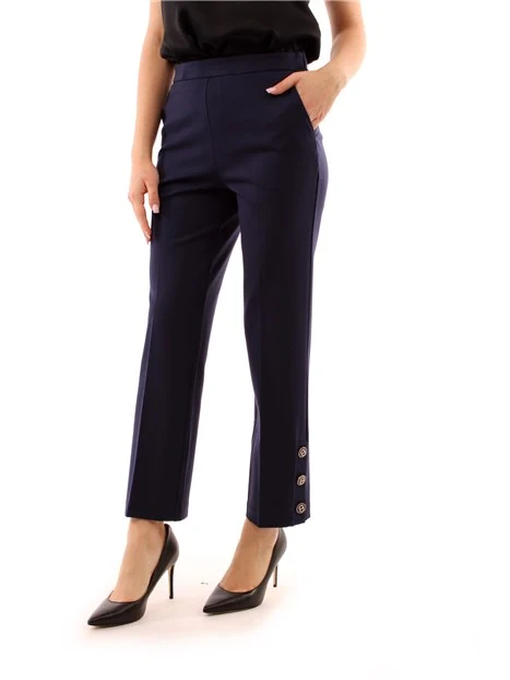 PANTALONI CROPPED CON BOTTONI IN METALLO DONNA BLU