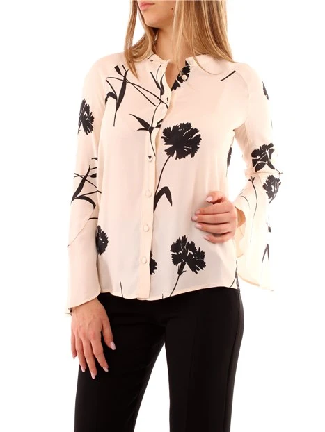 CAMICIA IN CREPE CON STAMPA FLOREALE DONNA BIANCO