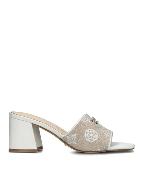 CIABATTE GAIDE CON TACCO E TRAMA PEONY LOGO 4G DONNA BIANCO BEIGE