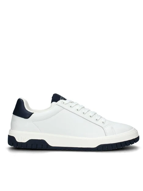 SNEAKERS BASSE BICOLORE CON LOGHI UOMO BIANCO PANNA BLU