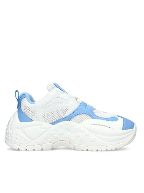 SNEAKERS PLATFORM BICOLORE CON LOGHI ESTESI DONNA BIANCO AZZURRO