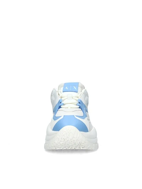 SNEAKERS PLATFORM BICOLORE CON LOGHI ESTESI DONNA BIANCO AZZURRO