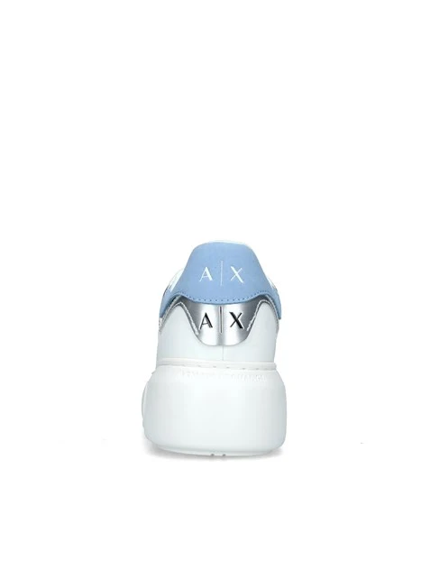 SNEAKERS PLATFORM CON INSERTO ARGENTO EFFETTO PITONE DONNA BIANCO AZZURRO