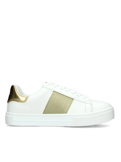 SNEAKERS BASSE CON PLACCHETTA DORATA DONNA BIANCO