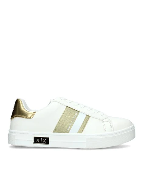 SNEAKERS BASSE CON PLACCHETTA DORATA DONNA BIANCO