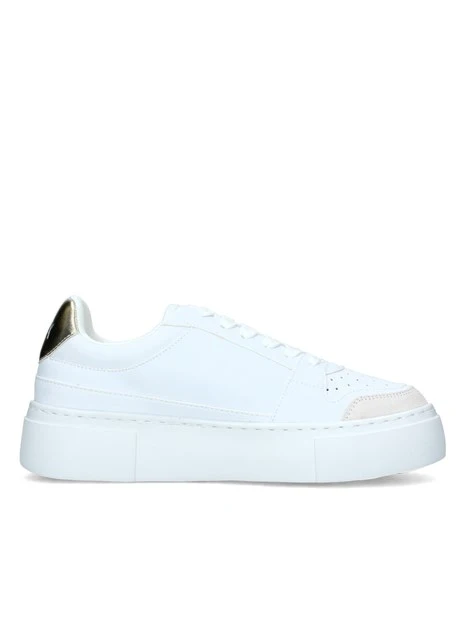 SNEAKERS PLATFORM CON TALLONE ORO LAMINATO DONNA BIANCO