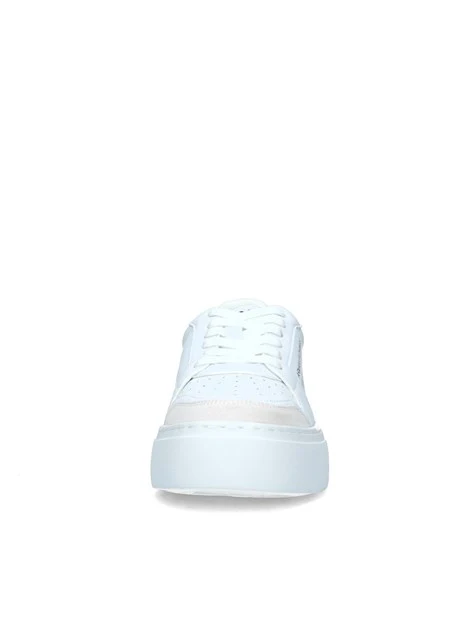 SNEAKERS PLATFORM CON TALLONE ORO LAMINATO DONNA BIANCO