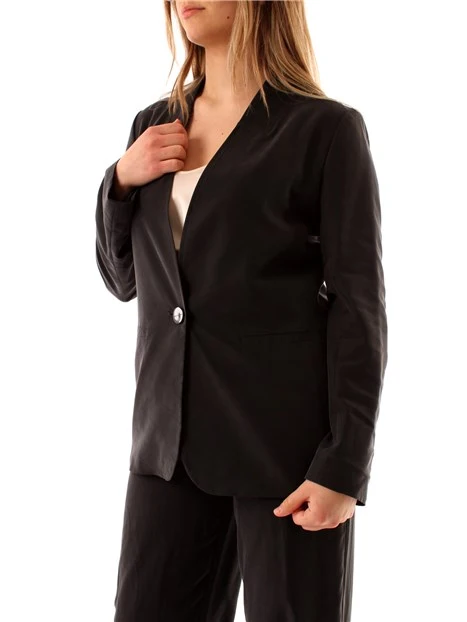 GIACCA BLAZER MONOPETTO TESSUTO SABBIATO DONNA NERO