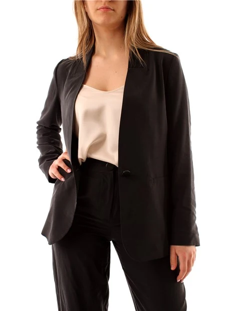 GIACCA BLAZER MONOPETTO TESSUTO SABBIATO DONNA NERO