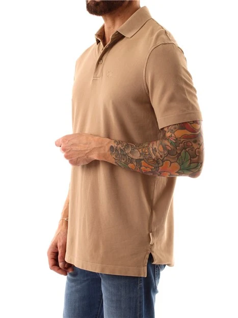 POLO MANICA CORTA IN PIQUET DI COTONE UOMO BEIGE