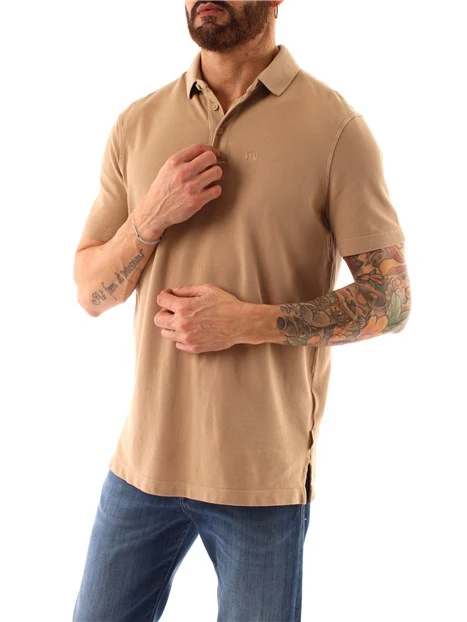 POLO MANICA CORTA IN PIQUET DI COTONE UOMO BEIGE