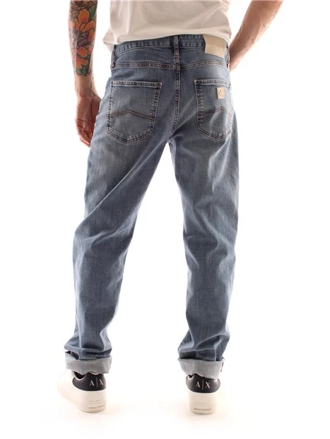 JEANS SLIM FIT IN DENIM CON LOGO SUL RETRO UOMO BLU