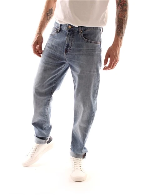 JEANS SLIM FIT IN DENIM CON LOGO SUL RETRO UOMO BLU